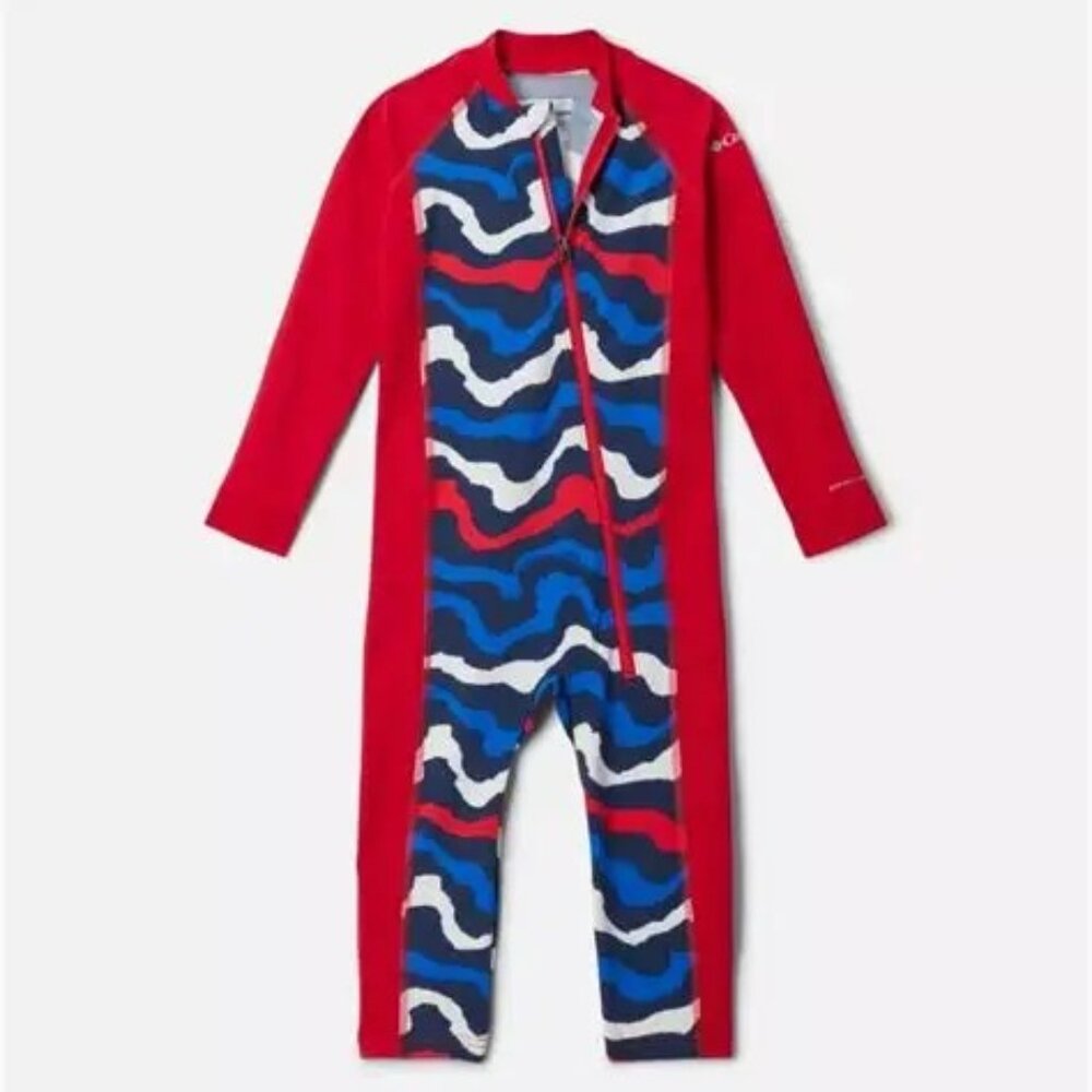 NWT Columbia Youth Sandy Shores II Sunsuit- Navy/Wavy/Mtn Red